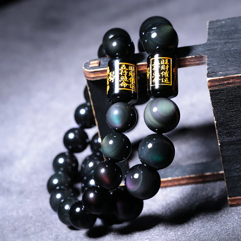 Bracciale Buddha Stones Natural Rainbow Obsidian Positive Transformation - Image 3