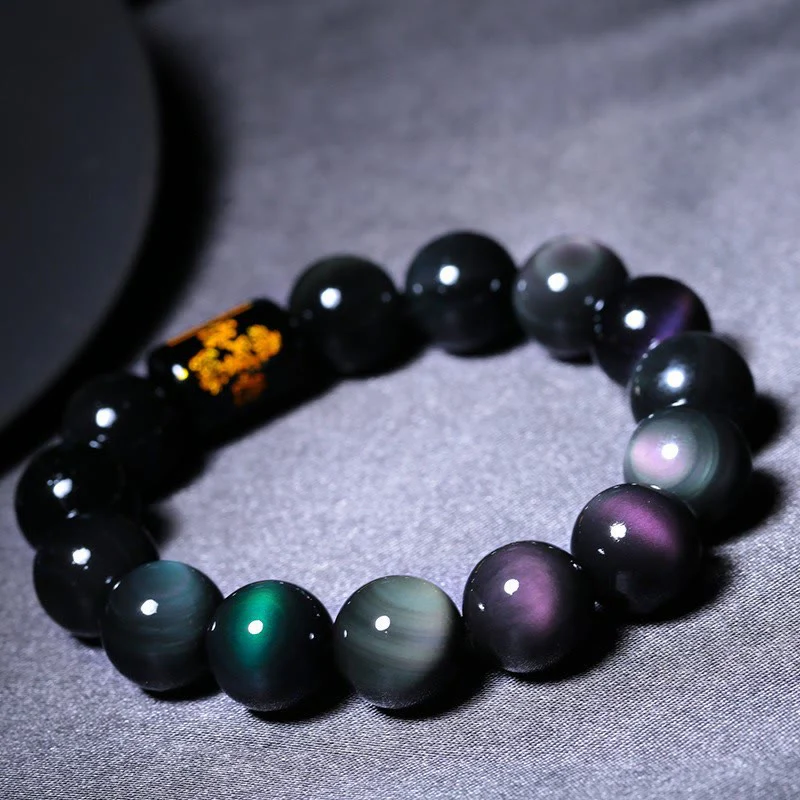 Bracciale Buddha Stones Natural Rainbow Obsidian Positive Transformation - Image 5