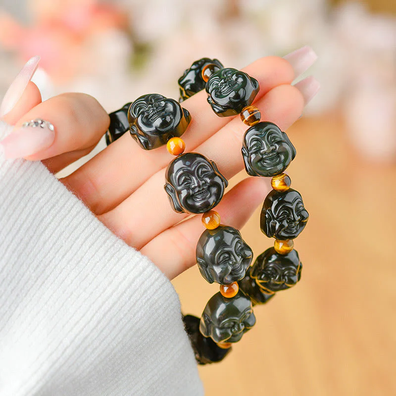 Bracciale Buddha Stones Rainbow Obsidian Laughing Buddha Positive Transformation - Image 10