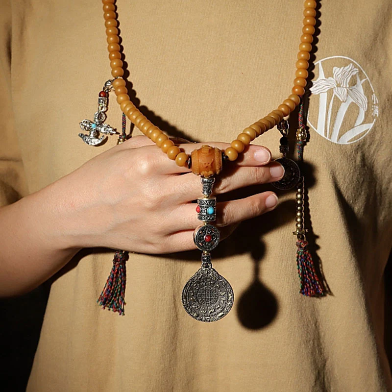Bracciale di ricchezza Bagua Vajra Buddha Stones Tibet 108 perle di Mala Bodhi Seme - Image 3