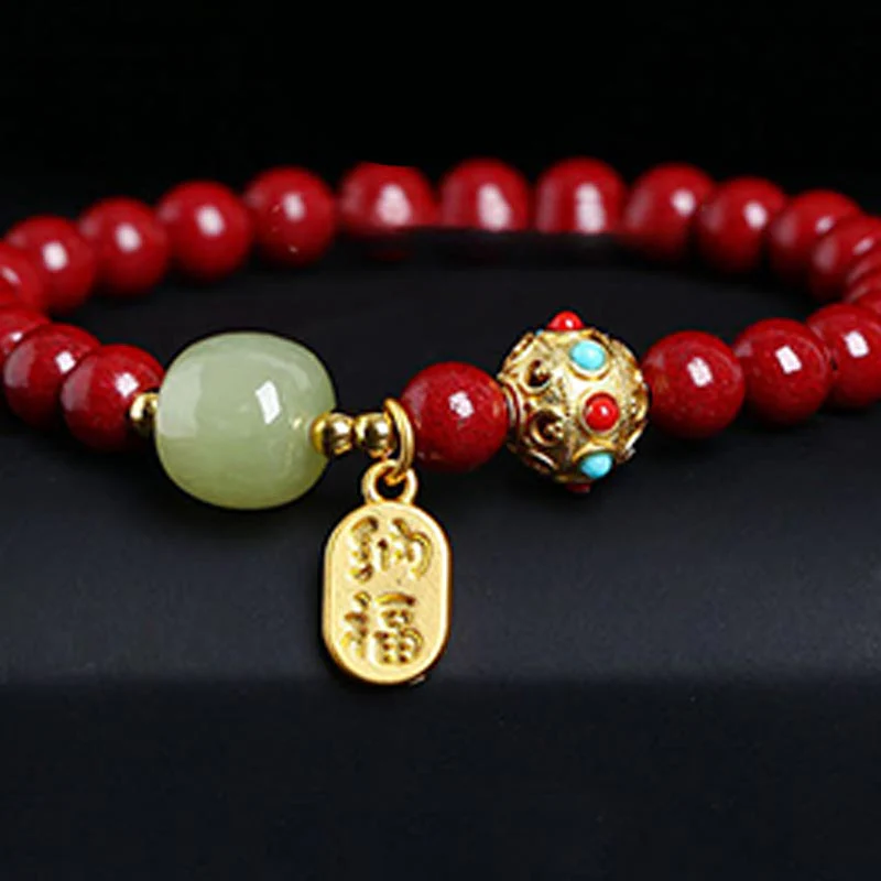 Braccialetto con ciondolo di protezione della fortuna in avventurina verde cinabro Buddha Stones - Image 12