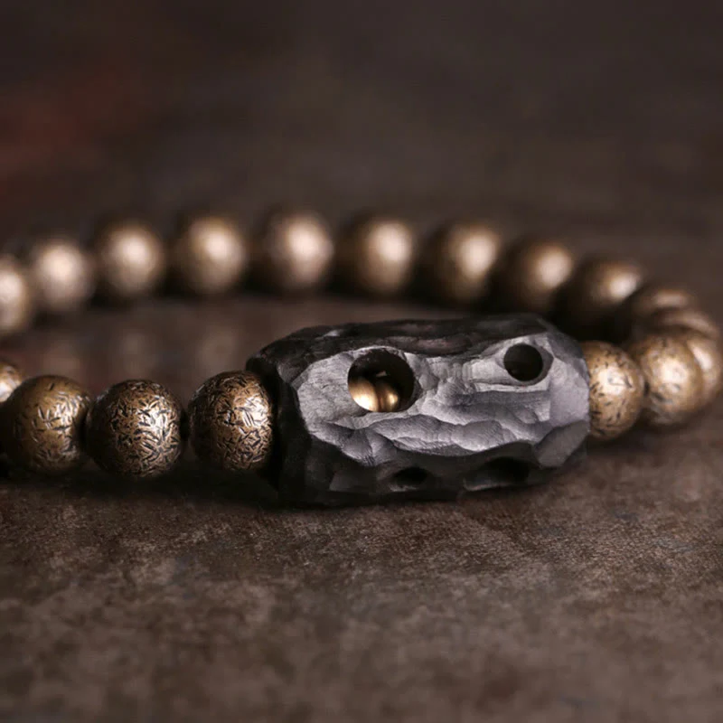 Braccialetto di perline di pace, equilibrio, in rame, legno di ebano del Tibet, Buddha Stones - Image 3