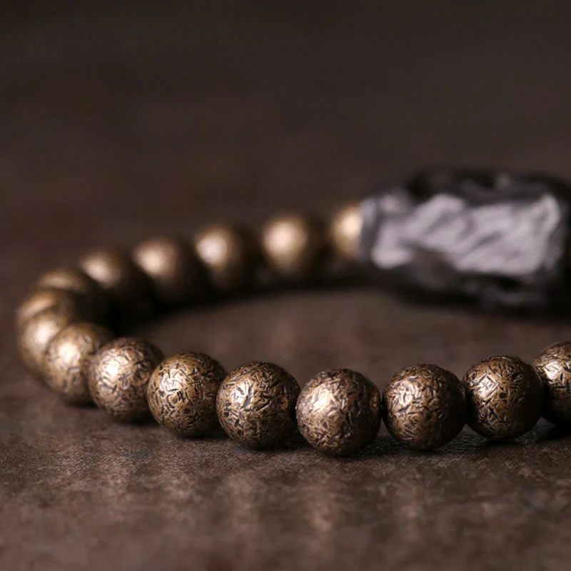 Braccialetto di perline di pace, equilibrio, in rame, legno di ebano del Tibet, Buddha Stones - Image 4