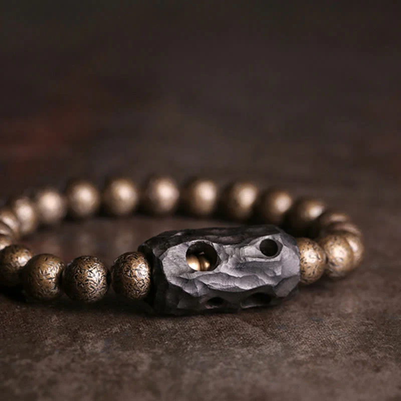 Braccialetto di perline di pace, equilibrio, in rame, legno di ebano del Tibet, Buddha Stones - Image 6