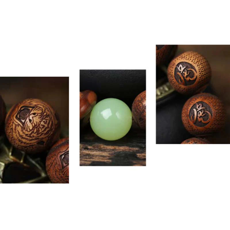 Braccialetto di protezione della tigre con incisione in palissandro tibetano e Buddha Stones - Image 8