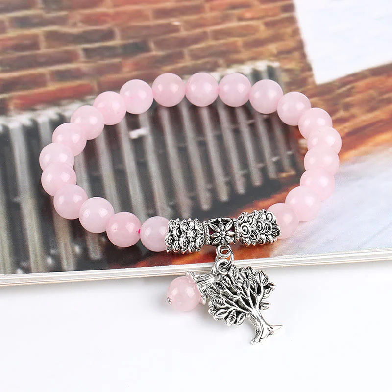 Braccialetto elastico portafortuna con albero della vita in pietra preziosa naturale Buddha Stones - Image 8