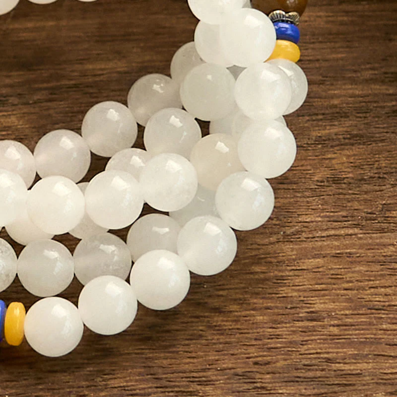 Braccialetto Buddha Stones con 108 perle Mala in quarzite naturale per la ricchezza e la fortuna - Image 13