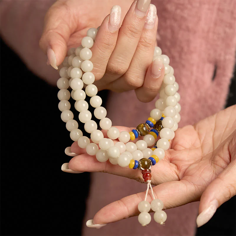 Braccialetto Buddha Stones con 108 perle Mala in quarzite naturale per la ricchezza e la fortuna - Image 4