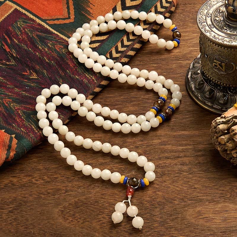 Braccialetto Buddha Stones con 108 perle Mala in quarzite naturale per la ricchezza e la fortuna - Image 8