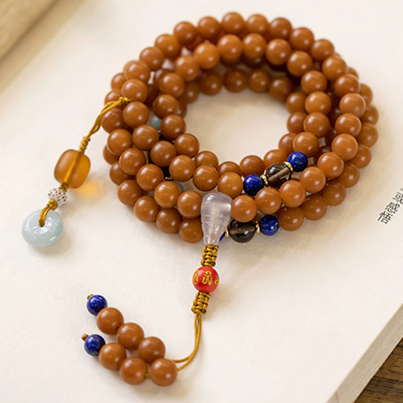 Buddha Stones 108 Perle Bodhi Seed Benedizione Meditazione Bracciale Mala - Image 10