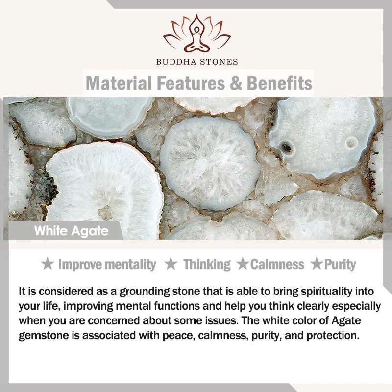 Buddha Stones Cinque Elementi Vari Agata Cristallo Perla Onice Nero Agata Bianca Cristallo Bianco Braccialetto della Fortuna - Image 8