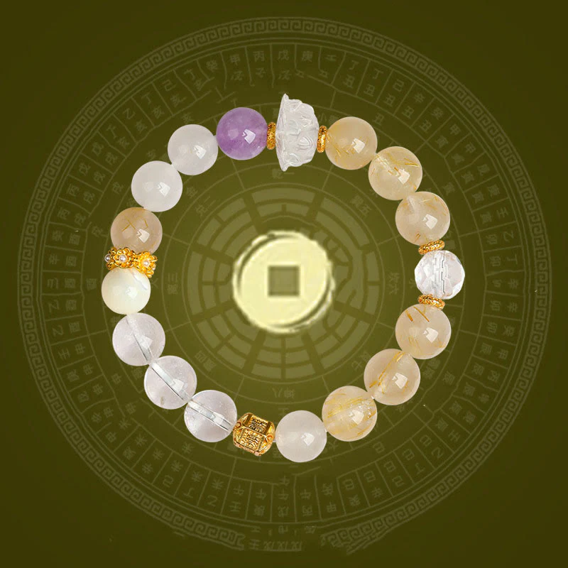 Buddha Stones Cinque Elementi Vari Agata Cristallo Verde Fantasma Quarzo Rutilato Uva Verde Agata Malachite Braccialetto della Fortuna - Image 12