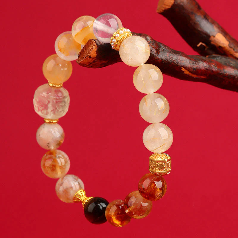 Buddha Stones Cinque Elementi Vari Agata Cristallo Verde Fantasma Quarzo Rutilato Uva Verde Agata Malachite Braccialetto della Fortuna - Image 25