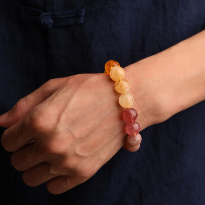 Buddha Stones Cinque Elementi Vari Agata Cristallo Verde Fragola Quarzo Pietra del Sole Bracciale Ricchezza - Image 34