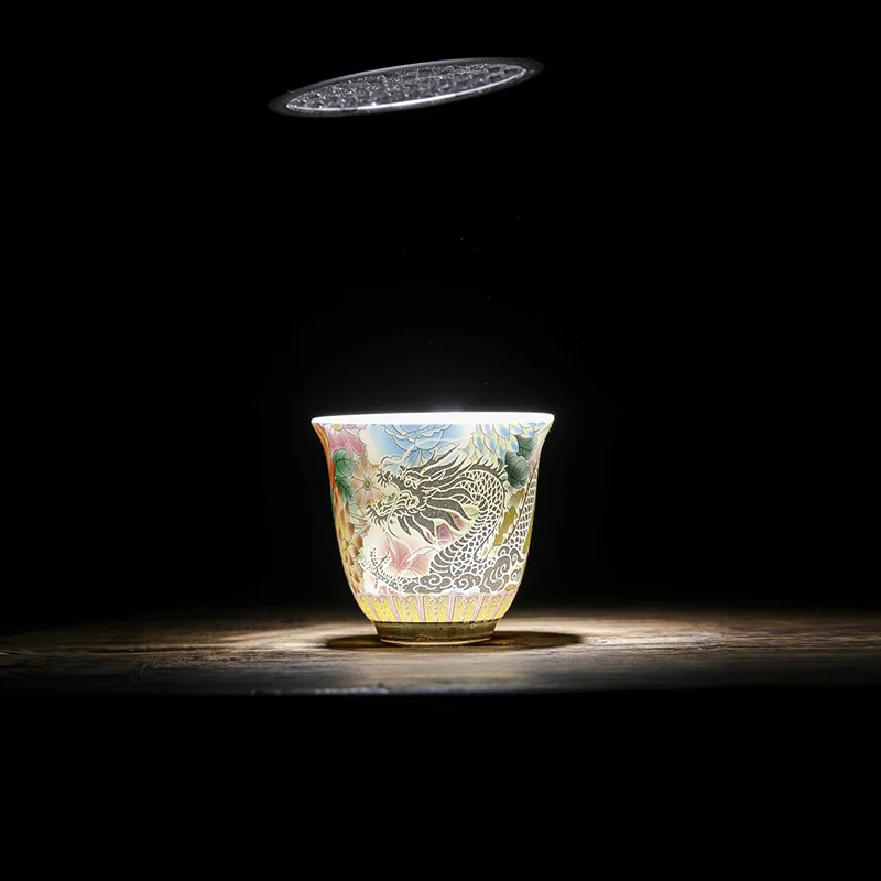 Buddha Stones Drago Fenice Fiori Tazza da tè in ceramica Tazza da tè Kung Fu 50ml - Image 9