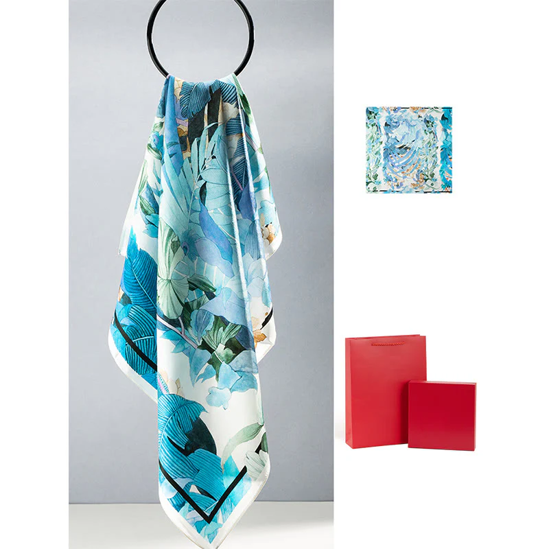 Buddha Stones Jungle Oil Painting Nuvole di buon auspicio Sciarpa in seta di gelso al 100% Sciarpa da collo in seta bifacciale di qualità premium 6A - Image 10