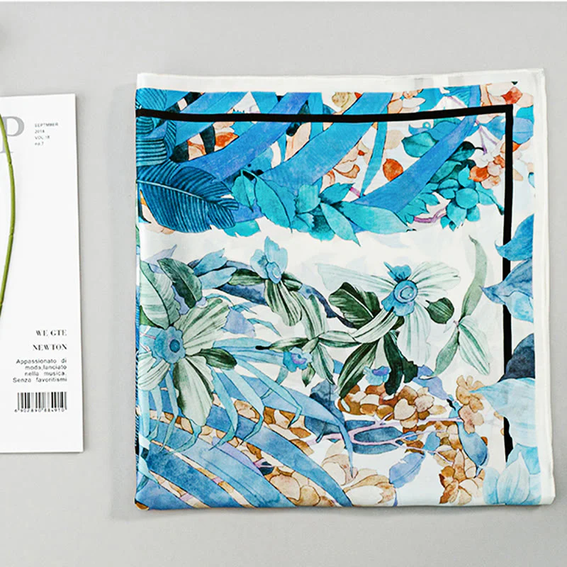 Buddha Stones Jungle Oil Painting Nuvole di buon auspicio Sciarpa in seta di gelso al 100% Sciarpa da collo in seta bifacciale di qualità premium 6A - Image 13