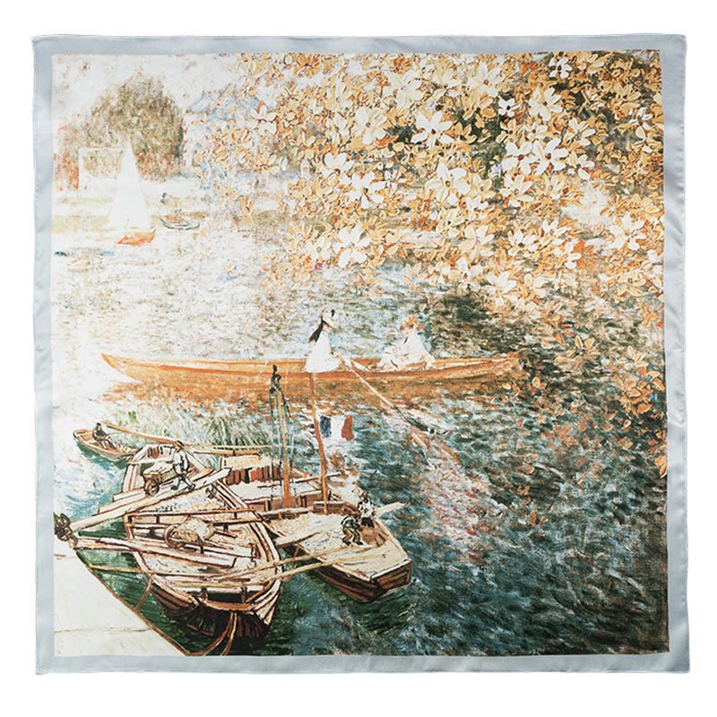 Buddha Stones Jungle Oil Painting Nuvole di buon auspicio Sciarpa in seta di gelso al 100% Sciarpa da collo in seta bifacciale di qualità premium 6A - Image 18