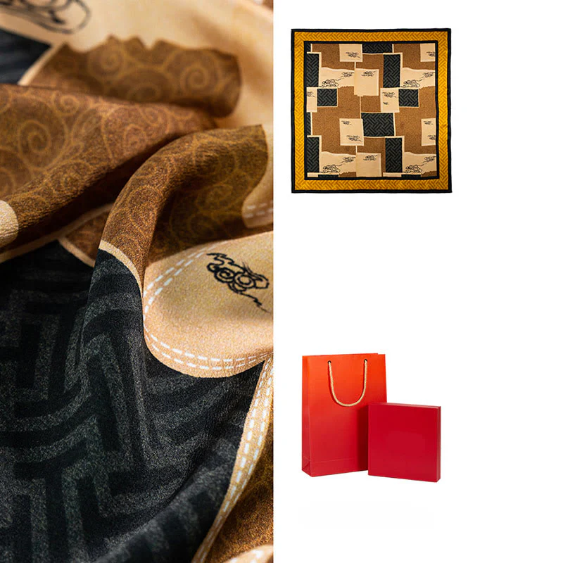 Buddha Stones Jungle Oil Painting Nuvole di buon auspicio Sciarpa in seta di gelso al 100% Sciarpa da collo in seta bifacciale di qualità premium 6A - Image 25