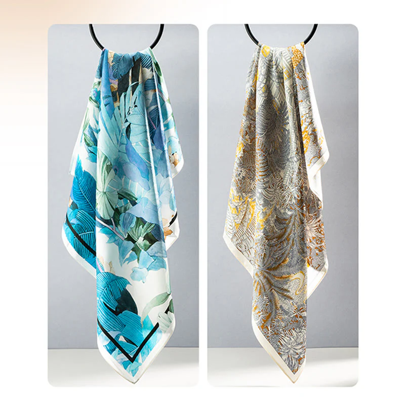 Buddha Stones Jungle Oil Painting Nuvole di buon auspicio Sciarpa in seta di gelso al 100% Sciarpa da collo in seta bifacciale di qualità premium 6A - Image 31