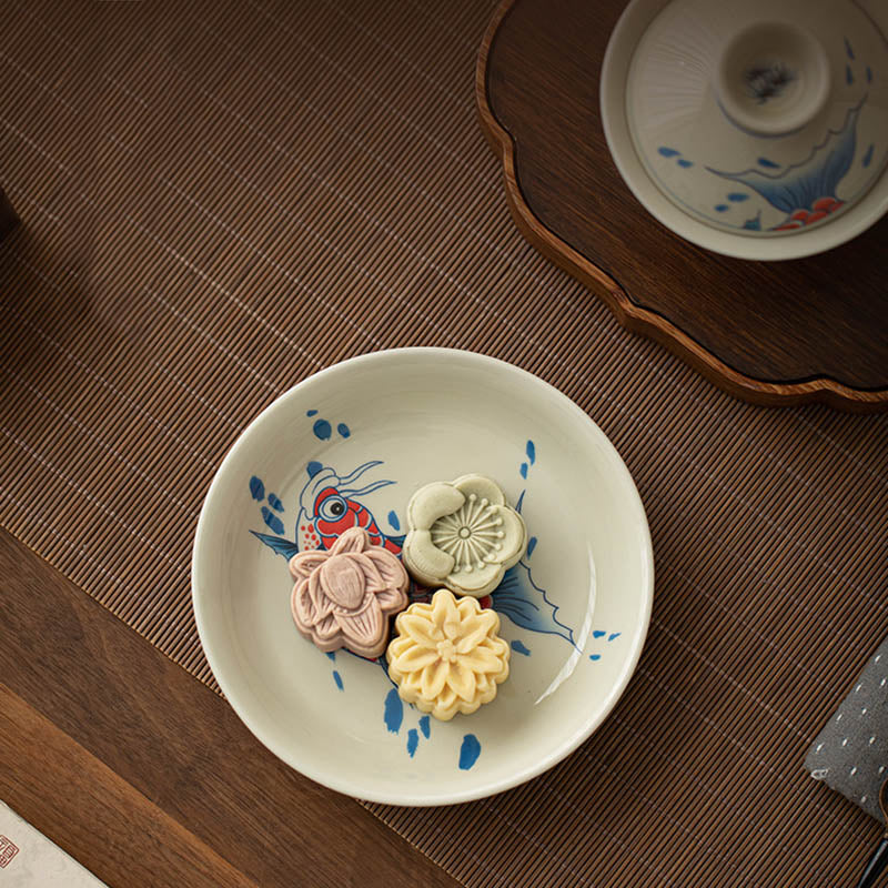 Buddha Stones Koi Fish Arowana Ceramica Gaiwan Sancai Tazza da tè Kung Fu Tazza da tè con coperchio 130ml - Image 16