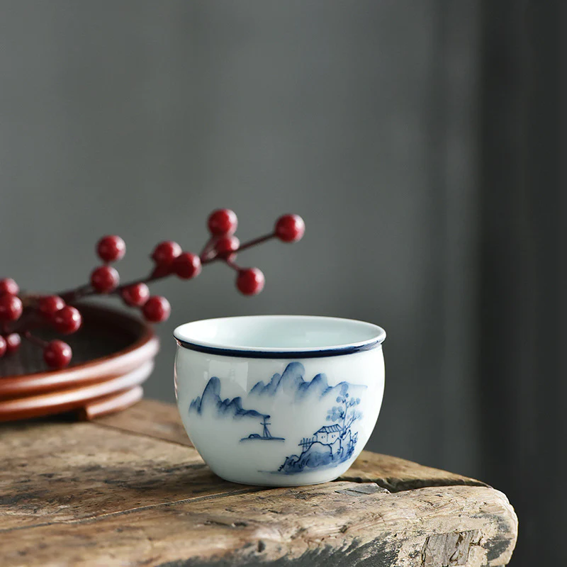 Buddha Stones Koi Pesce Fiore di Loto Foglia Montagne Albero Tazza da Tè in Ceramica Tazza da Tè Kung Fu 130ml - Image 13