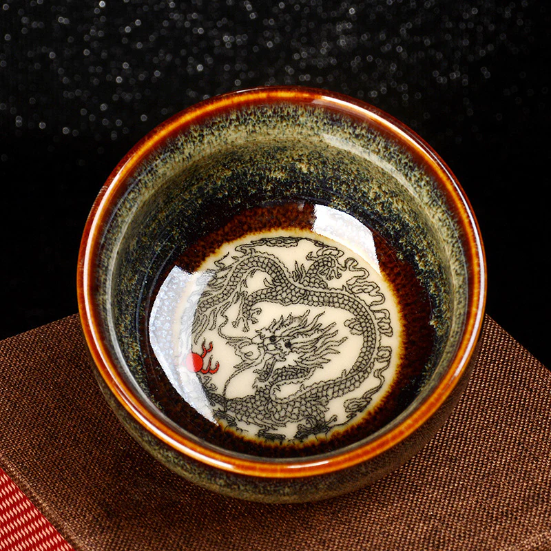 Buddha Stones Lotus Dragon Phoenix Koi Fish Tazza da tè in ceramica cinese Jianzhan Kung Fu Tea Cup 110ml - Image 11
