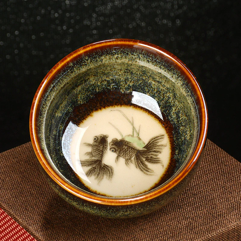 Buddha Stones Lotus Dragon Phoenix Koi Fish Tazza da tè in ceramica cinese Jianzhan Kung Fu Tea Cup 110ml - Image 16