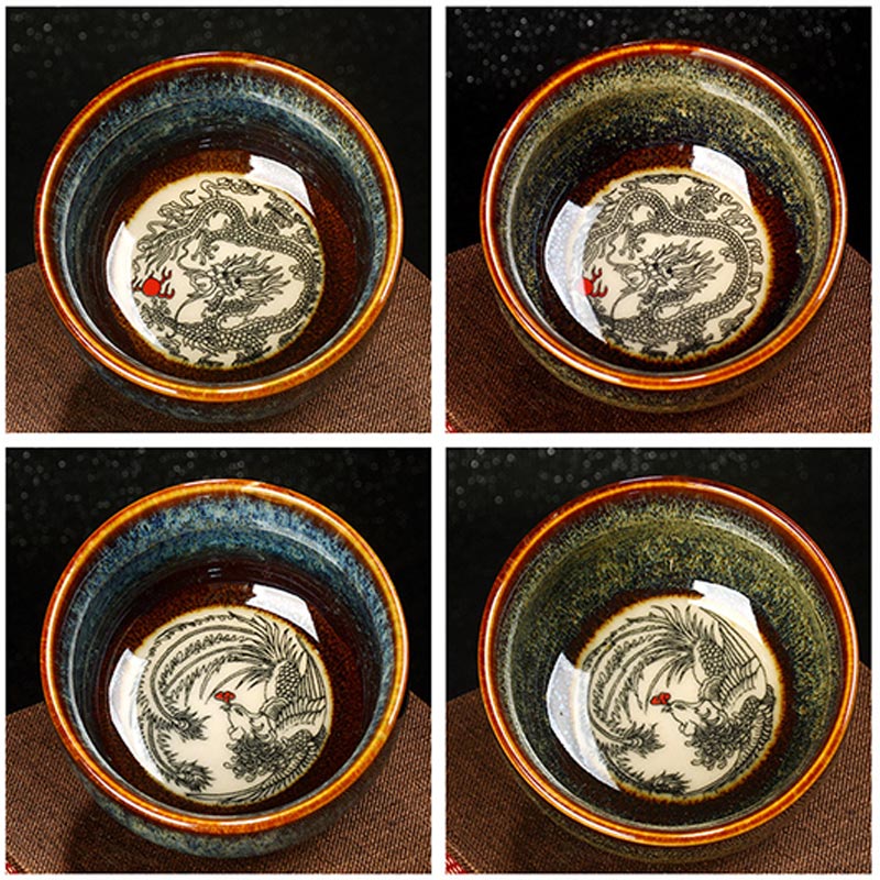 Buddha Stones Lotus Dragon Phoenix Koi Fish Tazza da tè in ceramica cinese Jianzhan Kung Fu Tea Cup 110ml - Image 18