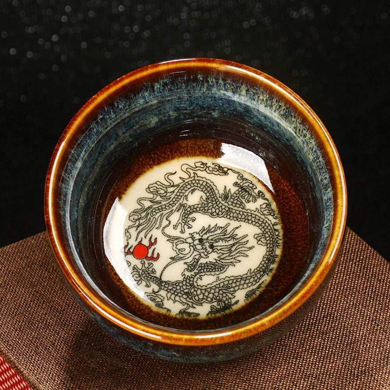 Buddha Stones Lotus Dragon Phoenix Koi Fish Tazza da tè in ceramica cinese Jianzhan Kung Fu Tea Cup 110ml - Image 5