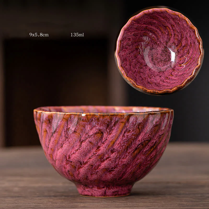 Buddha Stones Peach Blossom Pattern Tazza da tè in ceramica Tazze da tè a forma di fiore - Image 11