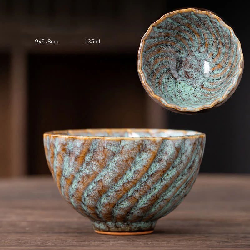 Buddha Stones Peach Blossom Pattern Tazza da tè in ceramica Tazze da tè a forma di fiore - Image 13