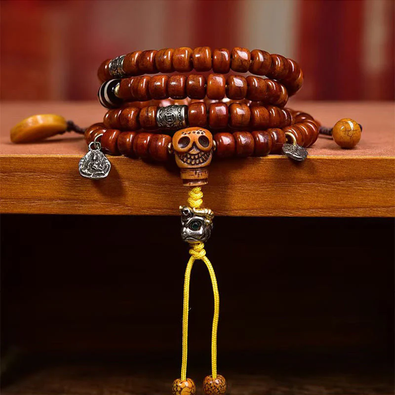 Buddha Stones Tibet 108 Perle Perle d'osso Perle Dzi Forza Mala - Image 7