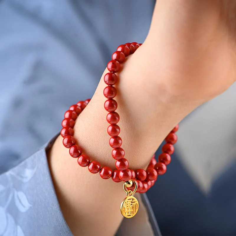 Buddha Stones Tibetano Cinabro Verde Aventurina Braccialetto Fortuna Collana - Image 6