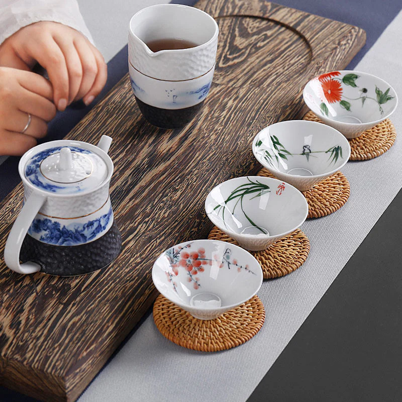 Buddha Stones Vintage Prugna Orchidea Bambù Crisantemo Loto Koi Pesce Tazza da Tè in Ceramica Kung Fu Tazze da Tè - Image 3