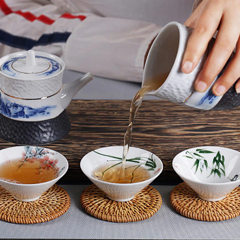 Buddha Stones Vintage Prugna Orchidea Bambù Crisantemo Loto Koi Pesce Tazza da Tè in Ceramica Kung Fu Tazze da Tè - Image 9