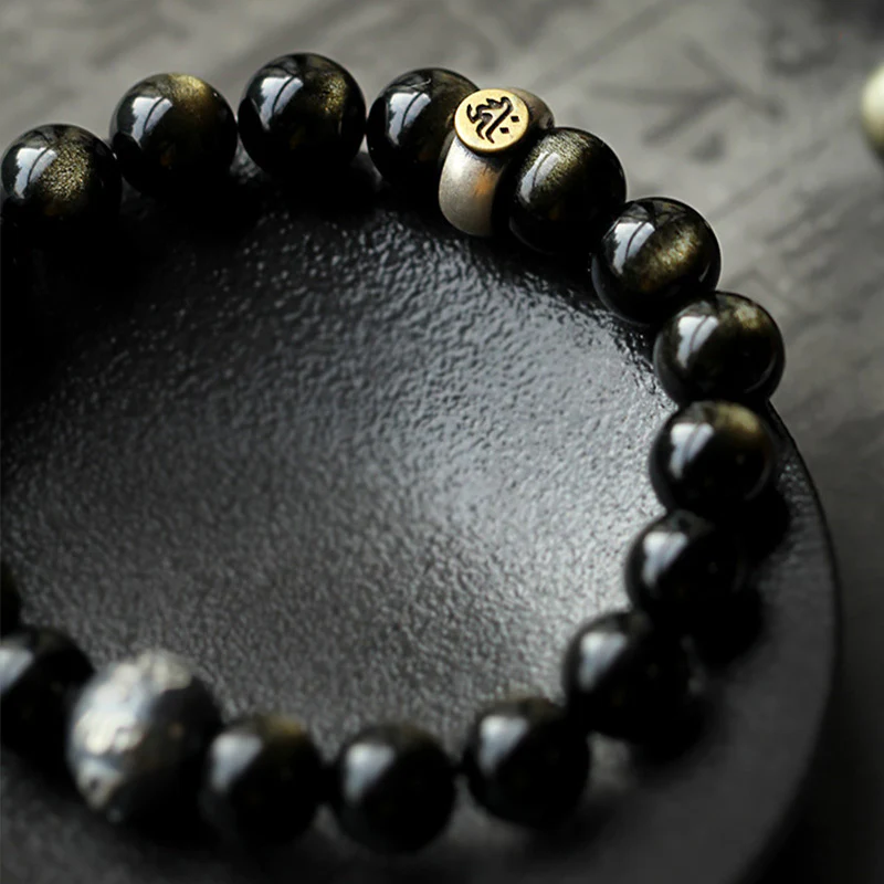 Buddha Stones Zodiaco cinese Buddha natale Ossidiana Braccialetto di purificazione - Image 16