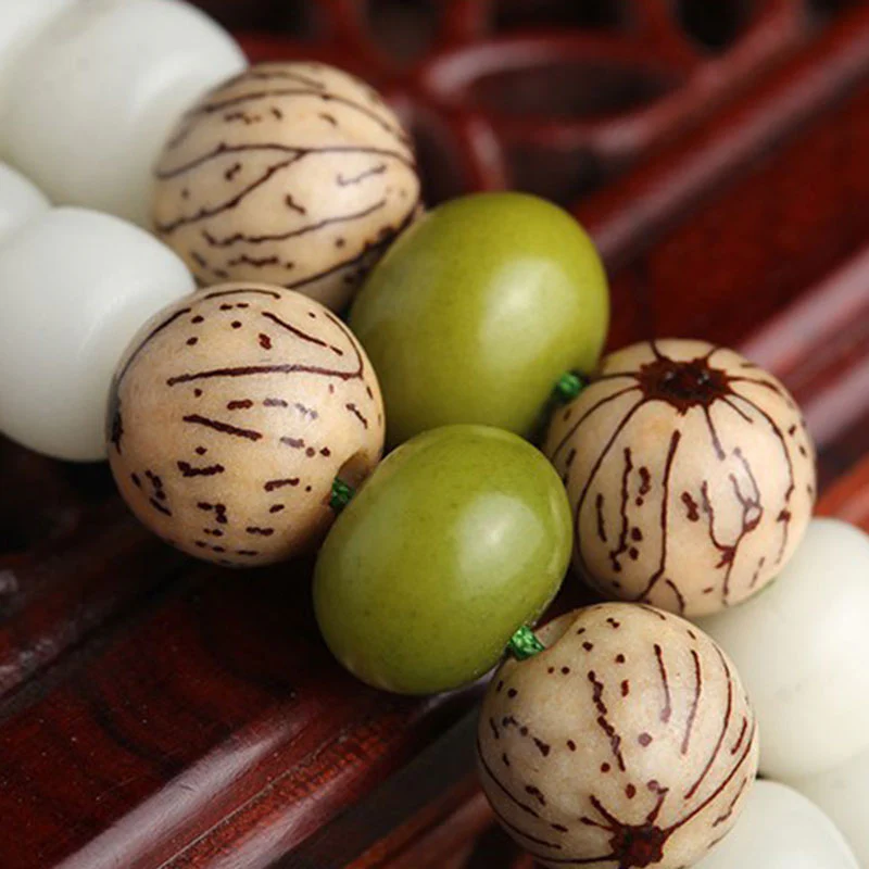 Collana con bracciale in giada bianca Bodhi Lotus Mala Harmony Buddha Stones - Image 12