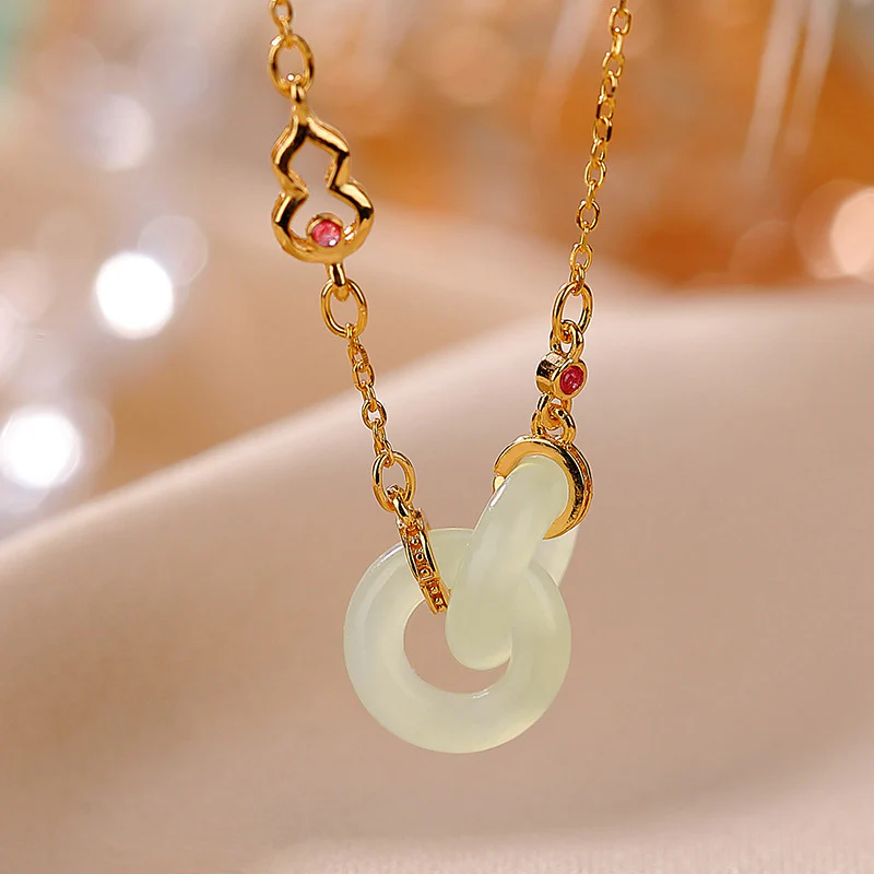 Collana con ciondolo a forma di catena con ciondolo rotondo in argento sterling 925 con Buddha Stones e giada fortunata e prospera - Image 7