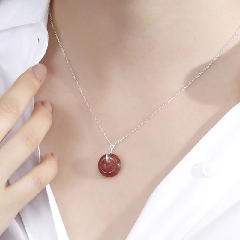 Collana positiva di guarigione al quarzo fragola in argento sterling 925 Buddha Stones - Image 10