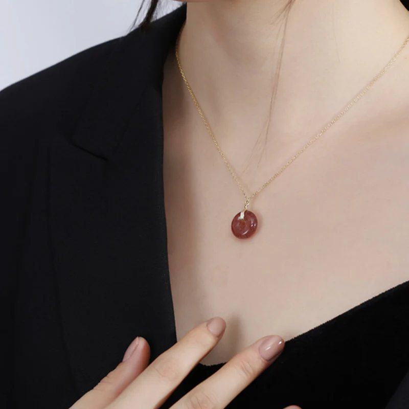 Collana positiva di guarigione al quarzo fragola in argento sterling 925 Buddha Stones - Image 4