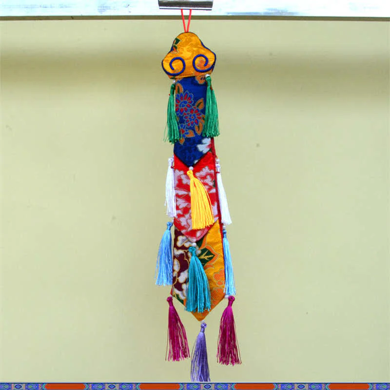 Fiore di loto Otto simboli di buon auspicio Meditazione Illuminazione Nappe colorate Arte murale - Image 13