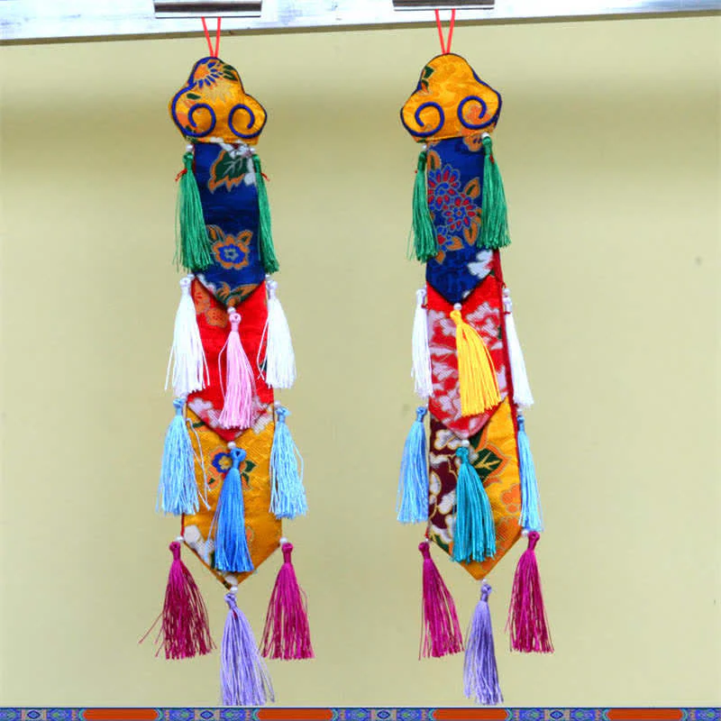 Fiore di loto Otto simboli di buon auspicio Meditazione Illuminazione Nappe colorate Arte murale - Image 15