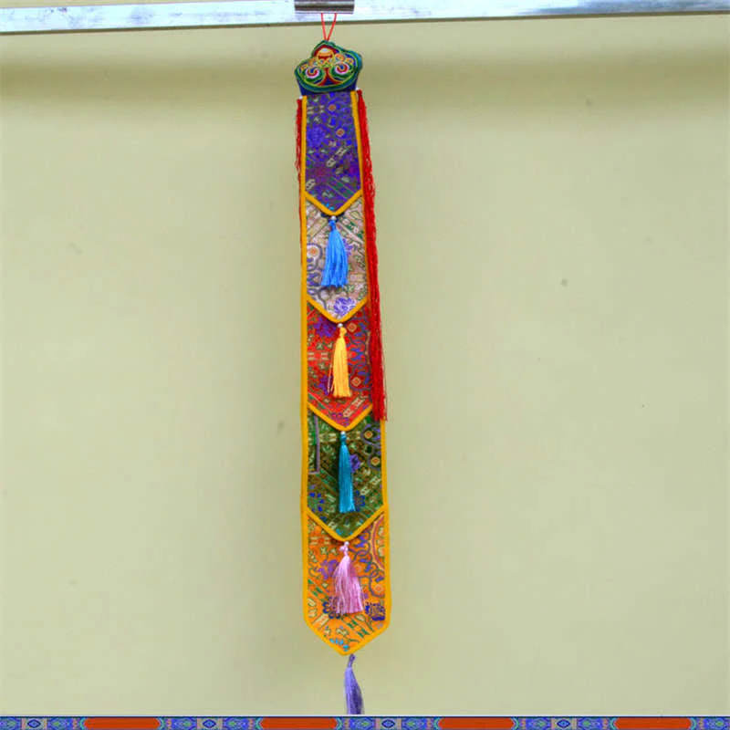 Fiore di loto Otto simboli di buon auspicio Meditazione Illuminazione Nappe colorate Arte murale - Image 17