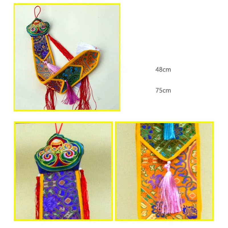 Fiore di loto Otto simboli di buon auspicio Meditazione Illuminazione Nappe colorate Arte murale - Image 18