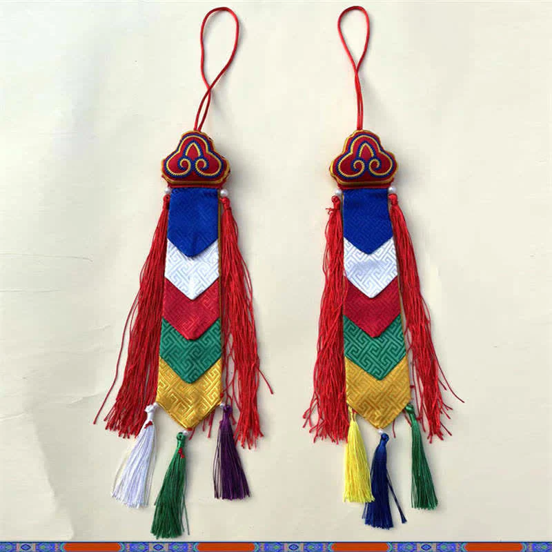 Fiore di loto Otto simboli di buon auspicio Meditazione Illuminazione Nappe colorate Arte murale - Image 5