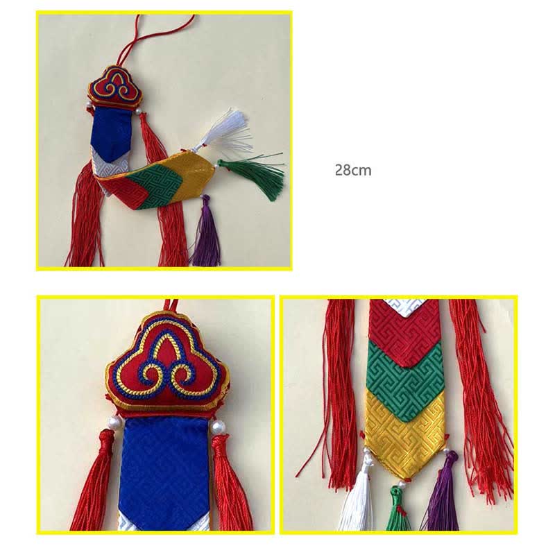 Fiore di loto Otto simboli di buon auspicio Meditazione Illuminazione Nappe colorate Arte murale - Image 7