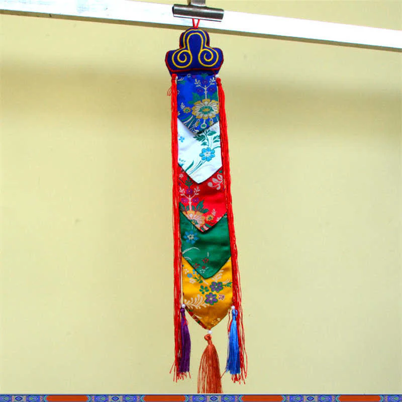 Fiore di loto Otto simboli di buon auspicio Meditazione Illuminazione Nappe colorate Arte murale - Image 8