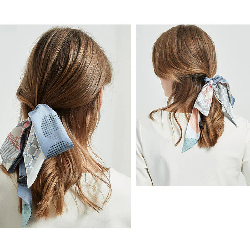 Foulard per capelli in seta 100% gelso Twilly, motivo floreale , Buddha Stones , affreschi di Dunhuang, montagne, tramonto - Image 11