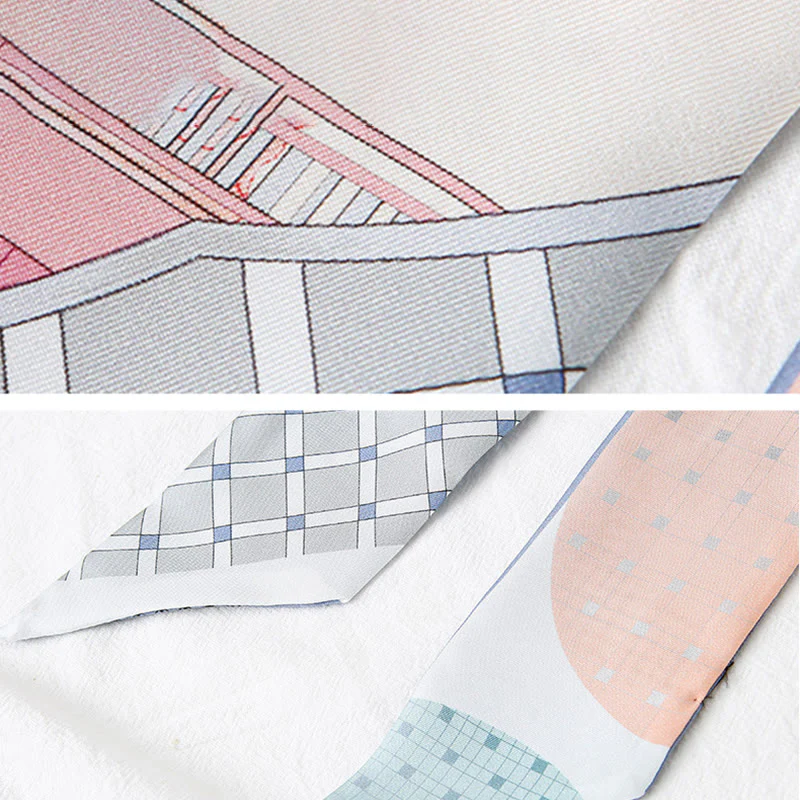 Foulard per capelli in seta 100% gelso Twilly, motivo floreale , Buddha Stones , affreschi di Dunhuang, montagne, tramonto - Image 8